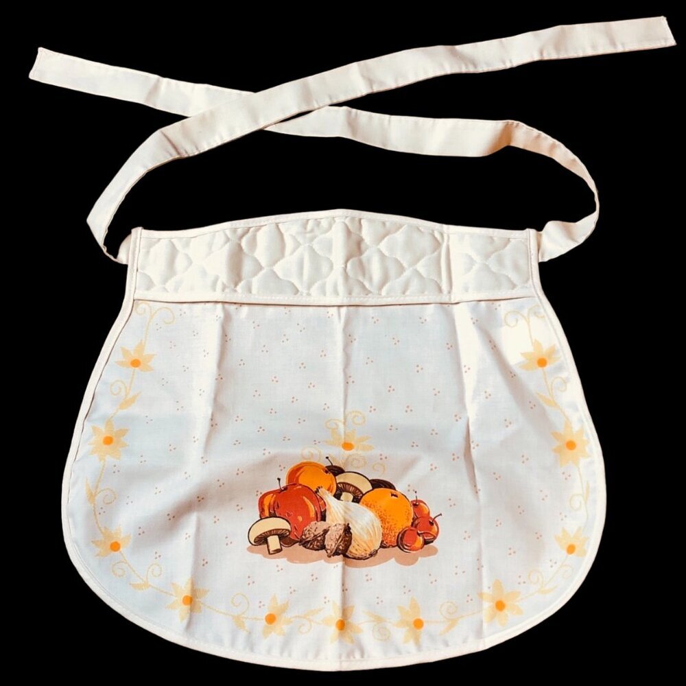80s Mushrooms Vegetable Medley Half Apron Cottagecore Kitchen Cambridge Textile